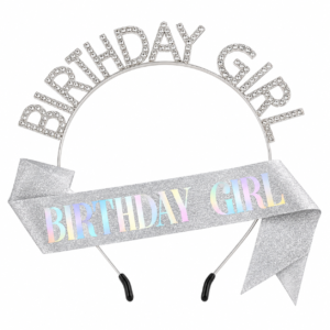 "Birthday girl" plaukų lankelis ir juosta